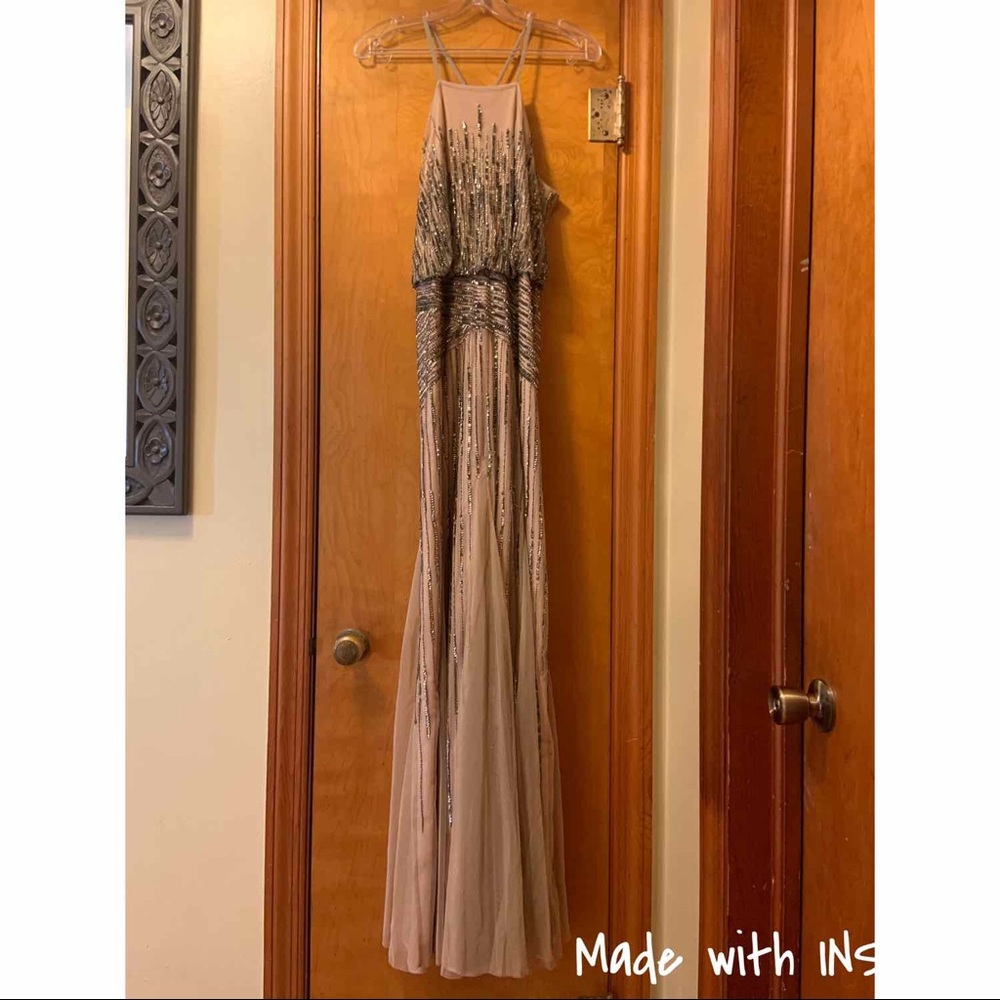 Adrianna Papell Tan with Sequence Gown
